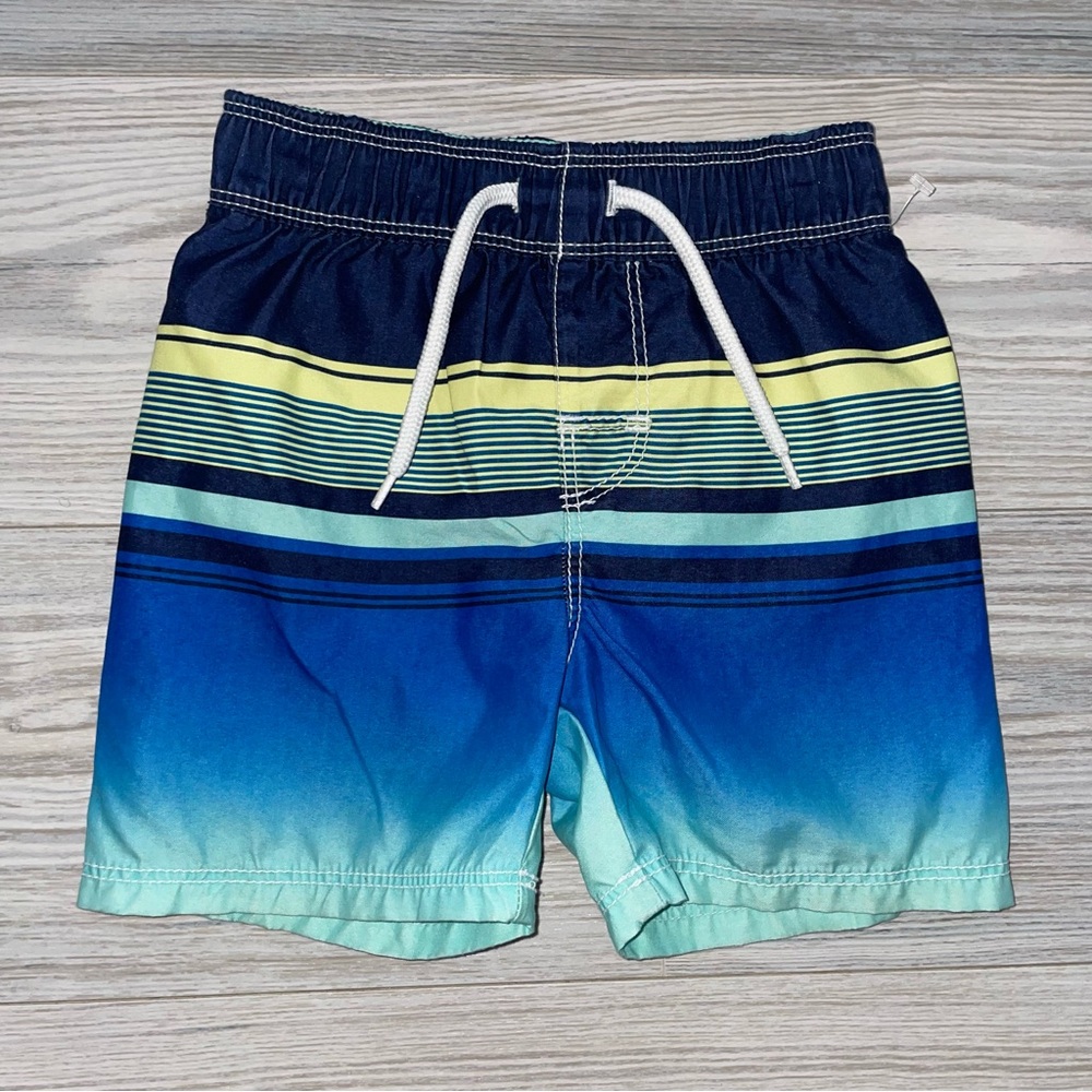 Old Navy Baby Boys Swim Trunks 18–24 Months Blue Ombre Striped Mesh Lined